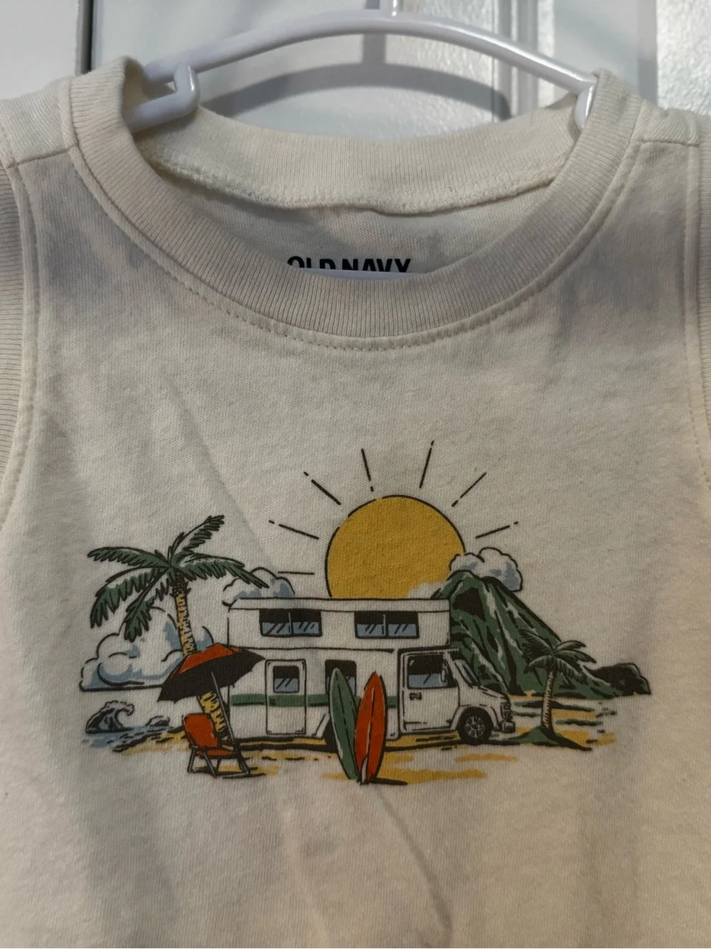 Old Navy Surf Camper Graphic Tank Top - Cream